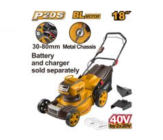 INGCO Akumulátorová kosačka na trávu 460 mm 2 x 20 V bez uhlíkovej kefky (bez akumulátora a nabíjačky)