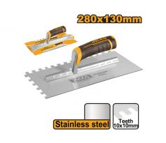 INGCO hladítko ozubené 130 x 280 mm inox 10 x 10 mm s mäkkou rukoväťou