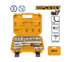 INGCO Sada nástrčných kľúčov 20 kusov 1/2 10-24 mm CrV