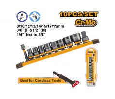 INGCO Sada nástrčných kľúčov pre stroj 10 kusov 3/8 8-19 mm CrMo