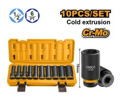 INGCO Sada nástrčných kľúčov dlhých 10 kusov 1/2 10-24 mm CrMo