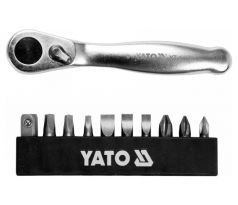 Sada bitov na skrutkovače s račňou 11 kusov CrV YATO