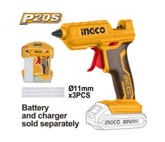 INGCO Akumulátorová lepiaca pištoľ 11 mm 20 V (bez batérie a nabíjačky)