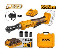 INGCO Akumulátorový rázový uťahovák 3/8 65 Nm 20 V (1 x 2,0 batéria + nabíjačka)