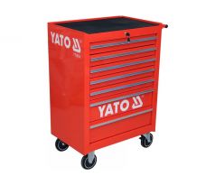 Skrinka dielenská pojazdná 7 zásuviek červená