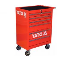 Skrinka dielenská pojazdná 6 zásuviek červená