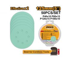 INGCO kotúč na suchý zips 125 mm 8 otvorov (50 ks)