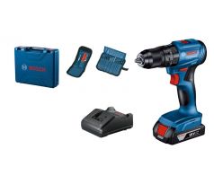 BOSCH Akumulátorová príklepová vŕtačka GSB 185-LI v kufri s príslušenstvom (1 x 2,0 Ah akumulátor + nabíjačka)