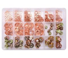 Sada medených podložiek a odtokových zátok, 534 ks, mix veľkostí