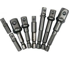 YATO súprava adaptér hlavíc 8 ks, 1/4” Hex -> 1/4”, 3/8”, 1/2” štvorhran CrV