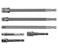 Sada nástrčných adaptérov 6 kusov 1/4" šesťhran -> 1/4", 3/8", 1/2" štvorhran CrV YATO