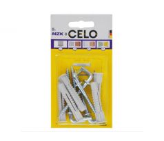 CELO MZK univerzálna plastová hmoždinka s golierom 8 x 49 + 5,8 x 78 hák (5 ks)