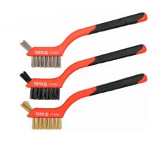 Súprava drôtených kefiek 3 ks 180 mm s plastovou rukoväťou YATO