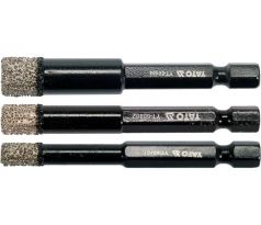 Sada diamantových okrúhlych bitov 3 kusy 6, 8, 10 mm mokrý/suchý bit YATO