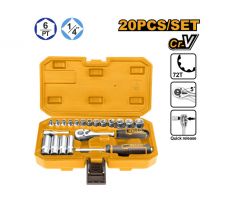 INGCO Sada nástrčných kľúčov 20 dielov 1/4" 4-14 mm CrV
