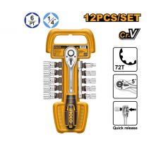 INGCO Sada nástrčných kľúčov 12 dielov 1/4" 5-14 mm CrV