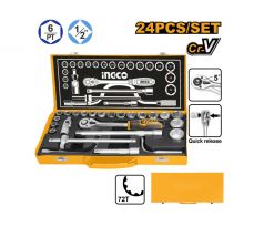 INGCO Sada nástrčných kľúčov 24 dielov 1/2" 10-32 mm CrV
