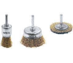 Okrúhla kefa na vodovodné kohútiky, kefa na kefy, sada kefiek na hrnce 3 kusy mosadz YATO