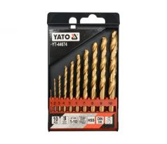 YATO sada špirálových vrtákov 10 ks 1-10 mm HSS-TiN