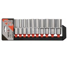 Sada dlhých nástrčiek 10 kusov 1/2" 10-24 mm CrV YATO