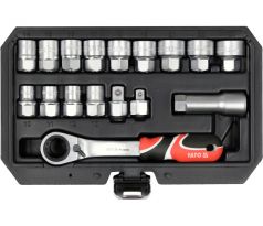 YATO otvorená sada nástrčných kľúčov 17 ks 3/8”, 1/2” Spline