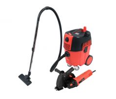 YATO Priemyselný vysávač s automatickým oklepom filtra 1600W + drážkovacia fréza 125 mm 1700W (YT-82015)