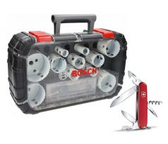 BOSCH Sada otvorových píl 14 dielna Progressor for Wood & Metal + vreckový nôž