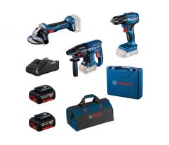 BOSCH Napájací zdroj  GSR 185-LI + GWS 180-LI + GBH 180-LI + taška (2 x 4,0 Ah + nabíjačka)