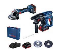 BOSCH Akumulátorová uhlová brúska GWS 180-LI + akumulátorové vŕtaciekladivo GBH 180-LI (2 x 4,0 Ah + nabíjačka) XL BOXX