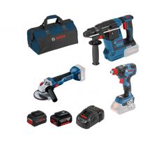 BOSCH Napájací zdroj GBH + GDX + GWS + taška (1 x 5,0 Ah + 1 x 8,0 Ah ProCore + nabíjačka)