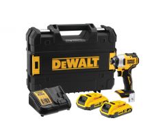 DEWALT akumulátorový rázový uťahovák 18 V bez uhlíkový (2 x 2 Ah + nabíjačka + TSTAK) DCF809D2T