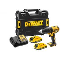 DEWALT akumulátorová príklepová vŕtačka 18V bez uhlíková (2 x 2 Ah+nabíjačka + TSTAK) DCD778D2T