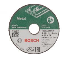 BOSCH Rezací kotúč na kov 50 x 1,0 x 10 mm A 60 N BF (3 ks/bal)